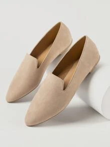 SHUZIA Giày bệt Nữ màu trơn Đúng mốt - Màu Khaki - Xem 2