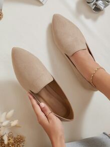 SHUZIA Giày bệt Nữ màu trơn Đúng mốt - Màu Khaki - Xem 3