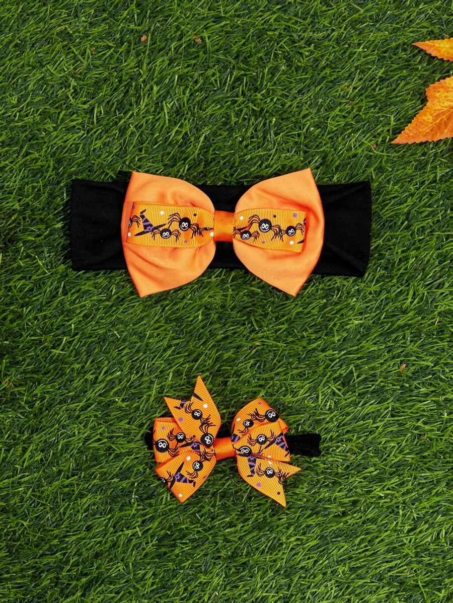 Halloween 2pcs Baby Spider Pattern Headband - Multicolor - View 1