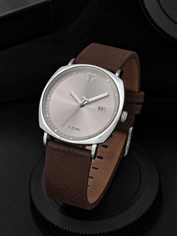 TOMI Men Round Pointer Date Quartz Watch As A Gift For Students Returning To School