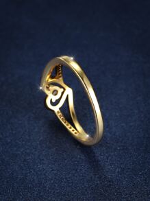 Vanel Anillo con corazón & con diseño de diamante de imitación - Amarillo Oro - Ver 2