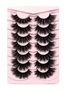 7pairs Volumized False Eyelashes Strip Lashes,Lashes,Eyelashes,Fake Lashes - Black - View 1