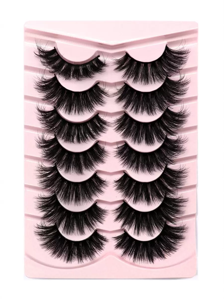 7pairs Volumized False Eyelashes Strip Lashes,Lashes,Eyelashes,Fake Lashes - Black - View 1