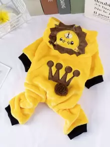 Lion Design Pet Jumpsuit - Yellow - View 1