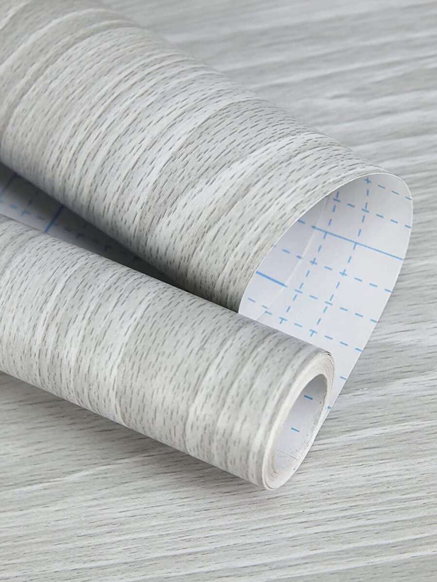 1卷木紋牆紙簡易PVC牆膠卷用於家庭裝飾 - 淺灰色 - 查看 1