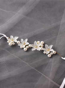 1入組女士們浪漫白色蘭花帶珠子手腕胸花手腕花適用於新娘,伴娘,派對和日常穿著