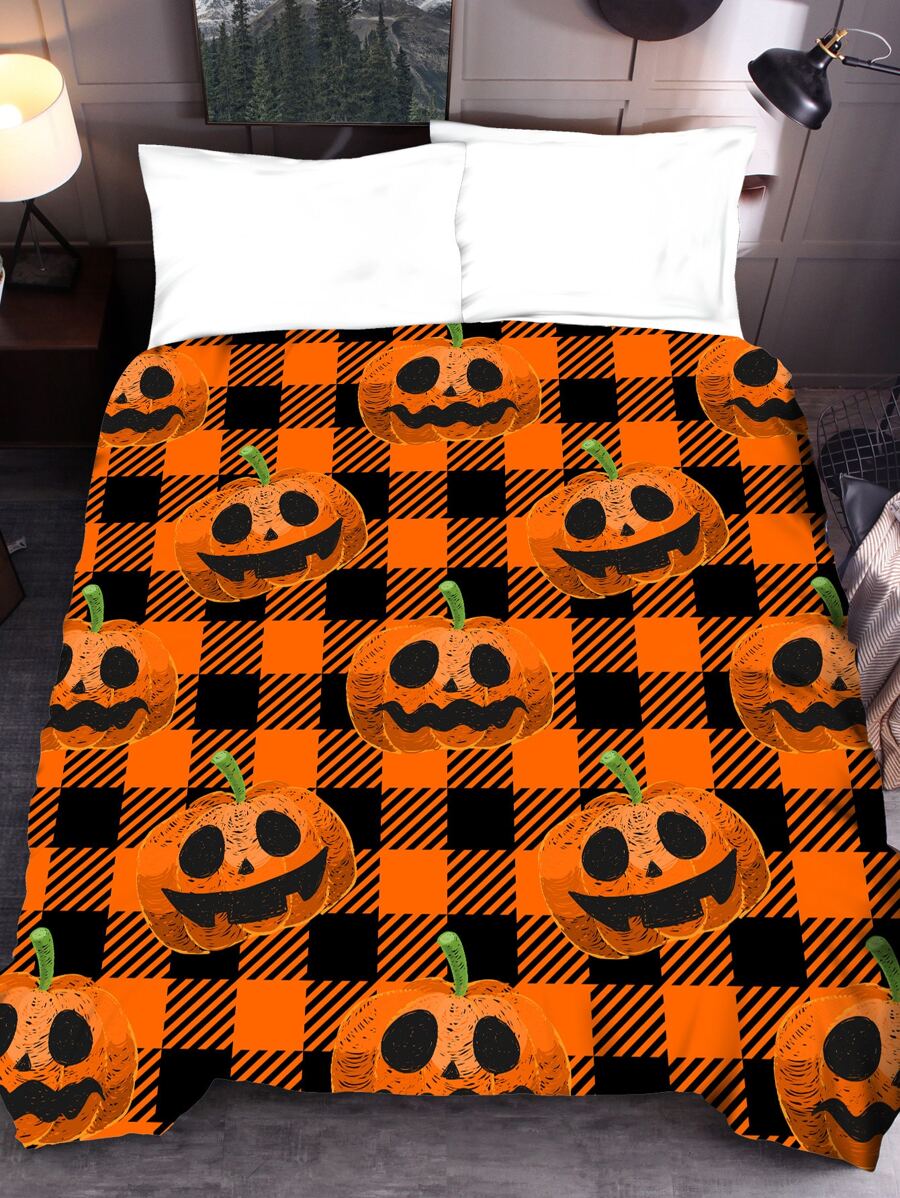 Halloween Pumpkin Pattern Duvet Cover Without Filler - Multicolor - View 1