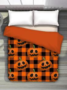 Halloween Pumpkin Pattern Duvet Cover Without Filler - Multicolor - View 4