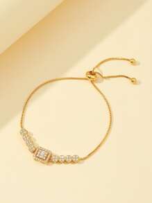 1pc Luxury Inlay Bracelet, Personalized & Fashionable Accessory Suitable For Engagement, Wedding & Other Important Occasions For Women - Yellow Gold - View 2