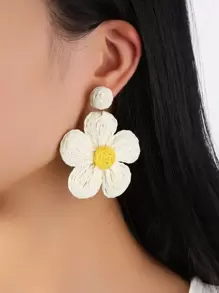 Pendientes colgantes con forma de flor, regalo para San Valentín, mamá, madre, Día de la Madre - Blanco - Ver 1