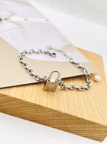 鎖裝飾手環 - 銀色 - 查看 1