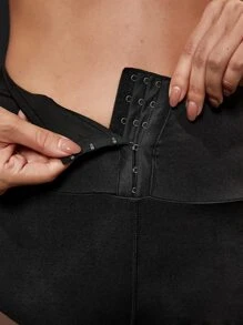 Hook And Eye Contrast Mesh Sports Shorts - Black - View 3