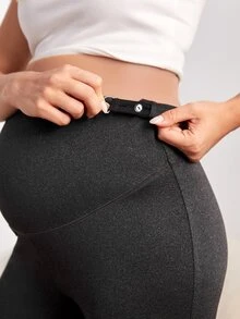 SHEIN Maternity High Waist Split Hem Flare Leg Trousers - Black - View 5