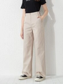 Girls' New Casual Versatile Khaki Washed Straight Leg Jeans - Beige - View 5