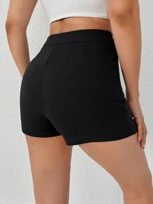 SHEIN Zipper Detail Wrap Asymmetrical Hem Skort