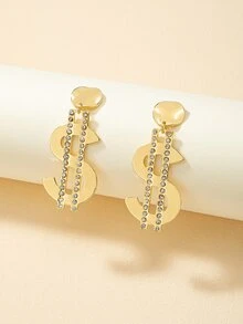 Rhinestone & Dollar Sign Decor Drop Earrings - Vàng - Xem 2