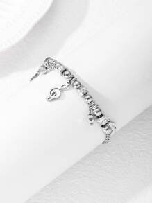 Pulsera nota musical accesorio con diseño de cuenta - Plateado - Ver 2