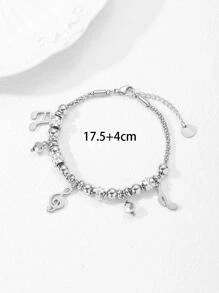 Pulsera nota musical accesorio con diseño de cuenta - Plateado - Ver 3