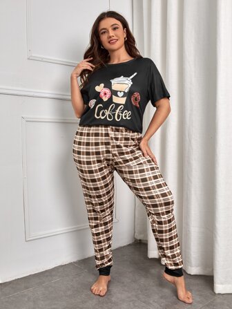 Plus Donut & Letter Graphic PJ Set