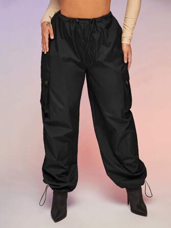 SHEIN SXY Pantalon cargo à poche à rabat à cordon parachute