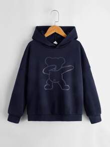 SHEIN Tween Boy Reflective Cartoon Graphic Sweatshirt - Navy Blue - View 3