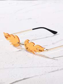 Gafas de moda de lentes en forma de fuego - Naranja - Ver 5