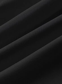 SHEIN MOD Solid Deep V Neck Knotted Shoulder Ruched Satin Dress - Black - View 6