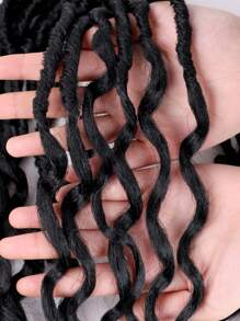 1入組捲髮人造Locs鉤針頭髮，柔軟Locs預環女神Locs鉤針頭髮新Locs捲曲深波浪鉤針Locs合成接發 - 黑色 - 查看 4