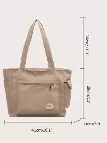 1pc Solid Color Composite Fabric Minimalist Ins Style Multi-Zipper Pocket Water-Resistant Large Capacity Foldable Women's Work Bag, Suitable For Women's Daily Commute, Outdoor, Shopping, Travel, Holiday, Student Simple Luggage Storage, Gift Idea