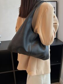 極簡單肩托特包附帶小口袋包 - 黑色 - 查看 2