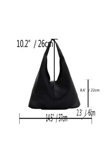 極簡單肩托特包附帶小口袋包 - 黑色 - 查看 3