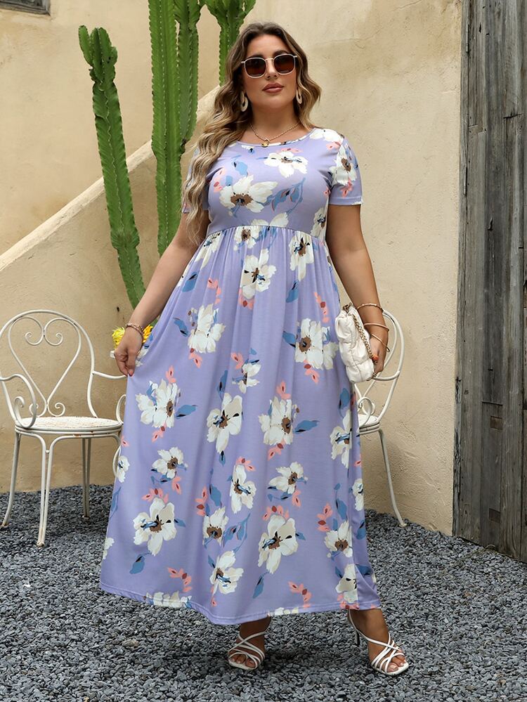 Nemidor Plus Size Bohemian Style Printed A-Line Dress, Summer