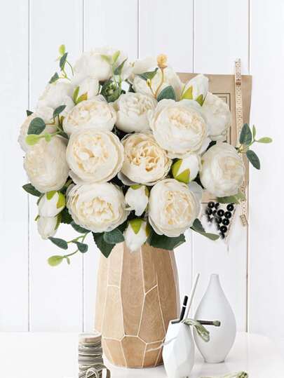 1 Bouquet/3 Bouquets Artificial Peony & Mixed Floral Bouquet, Wedding Decorations, Classroom Decor, Home Decorations, Vase Fillers, Outdoor Party Decor, Birthday Celebrations, Valentine Day, Gift Gifts Graduation