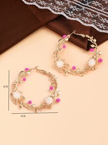 Pendientes de aro con diseño de flor - Multicolor - Ver 3