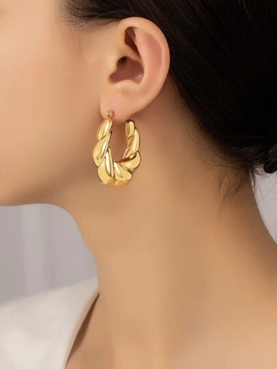 扭結設計圓耳環