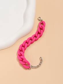Minimalist Chain Bracelet - Hot Pink - View 2