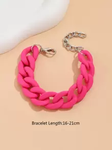 Minimalist Chain Bracelet - Hot Pink - View 4