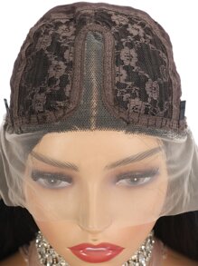 13*4*1小波浪T部分假髮合成纖維頭髮自然黑色無膠蕾絲假髮預先拔毛 - 黑色 - 查看 6