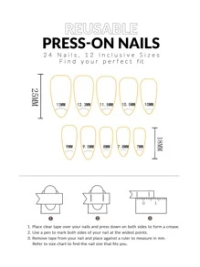 Elevate Your Style with 24pcs Long Almond White Pink Heart Pattern Fake Nail & 1pc Nail File & 1sheet Tape