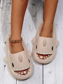 Chanclas con diseño de tiburón - Caqui - Ver 3