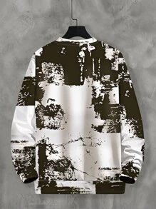 Manfinity Men Graphic Print Drop Shoulder Sweatshirt - Black and White - View 2