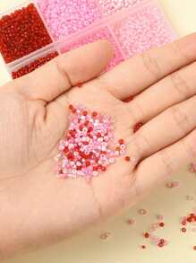 1盒4500入組6樣式玻璃種子珠子圓形洞珠子粉色2mm釘珠DIY首飾配件 - 粉色 - 查看 4