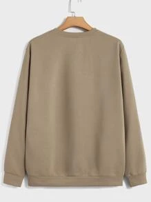 Manfinity Sudadera con gráfico de eslogan para hombre, para otoño e invierno - Caqui - Ver 2