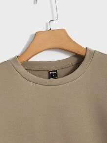 Manfinity Sudadera con gráfico de eslogan para hombre, para otoño e invierno - Caqui - Ver 3