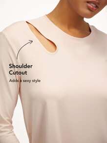 GLOWMODE Cutout Curved Hem Top - Apricot - View 3