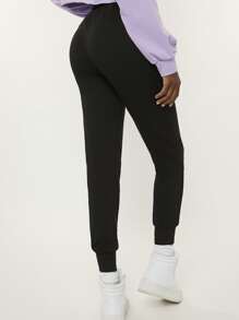 SHEIN BASICS Joggers deportivos de cintura alta con cordón