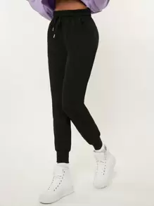 SHEIN BASICS Joggers deportivos de cintura alta con cordón