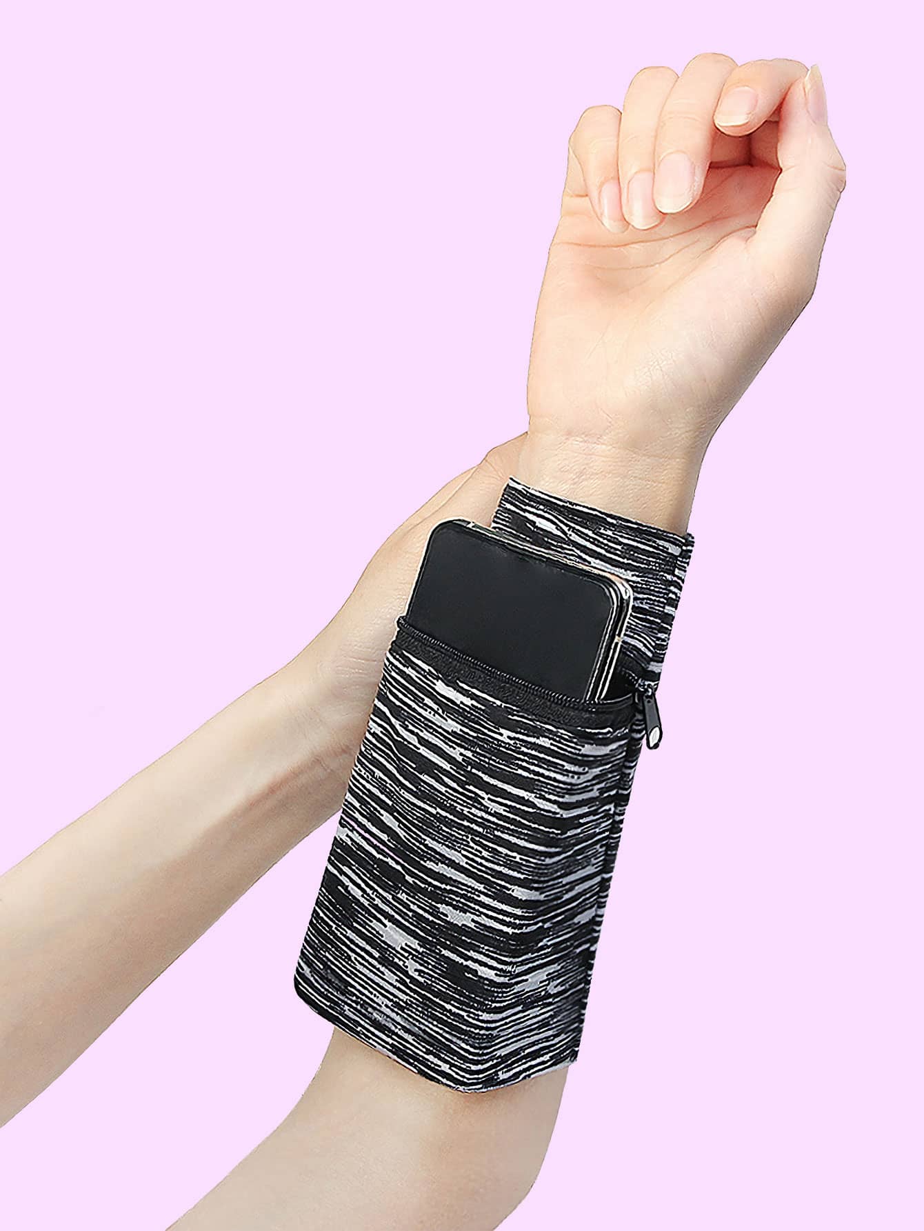 Minimalist Phone Arm Bag - Black and White - View 1