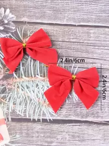 12 đồ trang trí treo nơ cho trang trí Giáng sinh, nơ đỏ trang trí nhà, đồ trang trí cây thông Noel, năm mới 2021 Giáng sinh - Đỏ - Xem 3