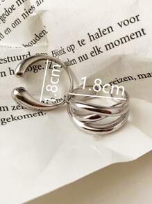 2pcs Retro Exaggerated Geometric Lines Chain Geometric Rings, Suitable For Women's Daily Wear, Gift For Friends & Family